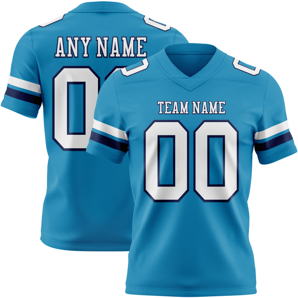 Custom Panther Blue White-Navy Authentic Football Jersey
