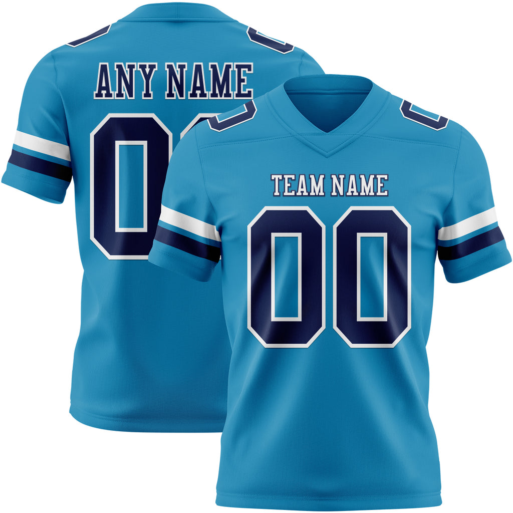 Custom Panther Blue Navy-White Authentic Football Jersey