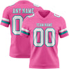 Custom Pink White-Teal Authentic Football Jersey