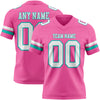 Custom Pink White-Aqua Authentic Football Jersey