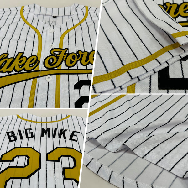 Custom Navy Yellow Pinstripe Yellow Authentic Baseball Jersey