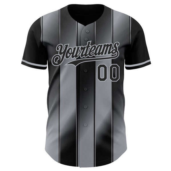 Custom Black-Gray Gradient Classic Vertical Stripe Authentic Baseball Jersey