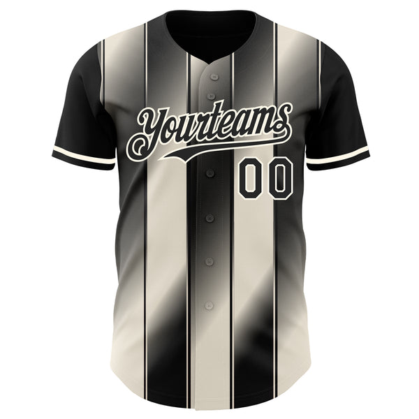 Custom Black Cream-Cream Gradient Classic Vertical Stripe Authentic Baseball Jersey
