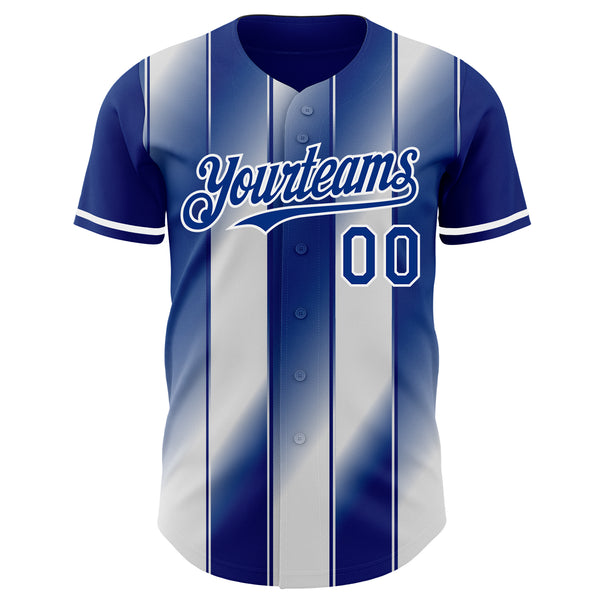 Custom Royal-White Gradient Classic Vertical Stripe Authentic Baseball Jersey