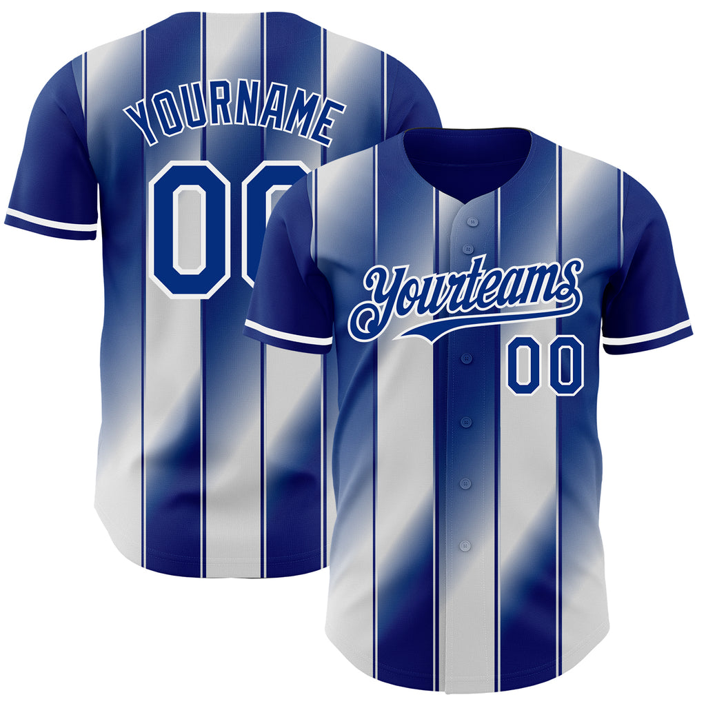 Custom Royal-White Gradient Classic Vertical Stripe Authentic Baseball Jersey