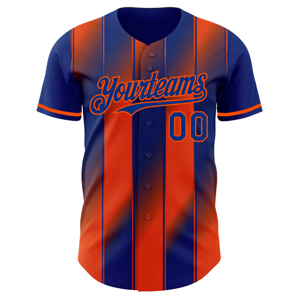 Custom Royal-Orange Gradient Classic Vertical Stripe Authentic Baseball Jersey