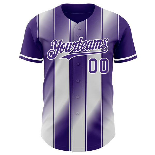 Custom Purple-White Gradient Classic Vertical Stripe Authentic Baseball Jersey