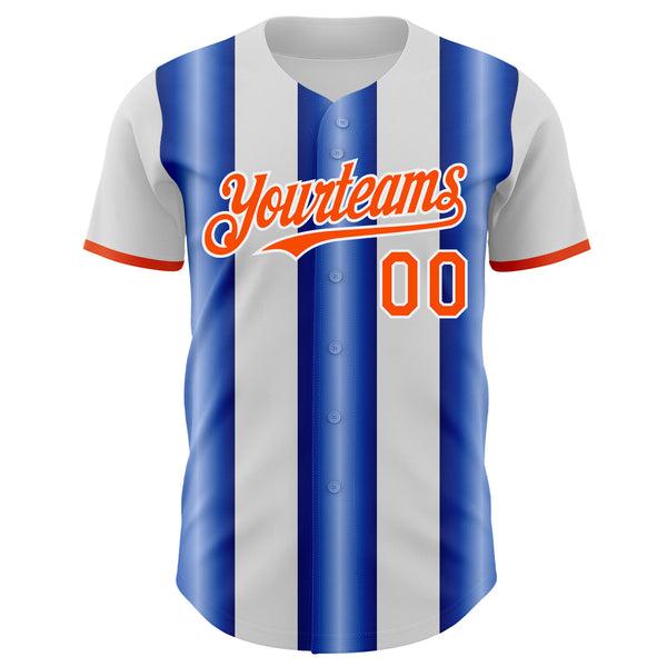 Custom White Orange-Royal Gradient Vertical Stripe Argentina Style Authentic Baseball Jersey