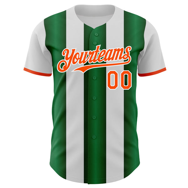 Custom White Orange-Green Gradient Vertical Stripe Argentina Style Authentic Baseball Jersey