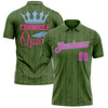 Custom Green Pink-Light Blue 3D Cornhole Performance Polo Shirt