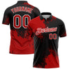 Custom Red Black-White 3D Pattern Design Abstract Brush Stroke Performance Polo Shirt