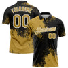 Custom Old Gold Black-White 3D Pattern Design Abstract Brush Stroke Performance Polo Shirt