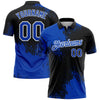 Custom Thunder Blue Black-White 3D Pattern Design Abstract Brush Stroke Performance Polo Shirt
