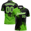Custom Aurora Green Black-White 3D Pattern Design Abstract Brush Stroke Performance Polo Shirt