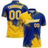 Custom Yellow Royal-White 3D Pattern Design Abstract Brush Stroke Performance Polo Shirt