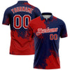 Custom Red Navy-White 3D Pattern Design Abstract Brush Stroke Performance Polo Shirt