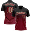 Custom Black Crimson-Cream 3D Gradient Square Shape Performance Polo Shirt