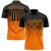 Custom Black Bay Orange 3D Gradient Square Shape Performance Polo Shirt