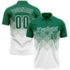 Custom Kelly Green White 3D Gradient Square Shape Performance Polo Shirt