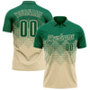Custom Kelly Green Cream 3D Gradient Square Shape Performance Polo Shirt