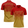Custom Red Old Gold 3D Gradient Square Shape Performance Polo Shirt