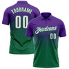 Custom Purple White-Kelly Green 3D Gradient Square Shape Performance Polo Shirt