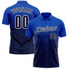 Custom Thunder Blue Navy-White 3D Gradient Square Shape Performance Polo Shirt