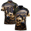 Custom Navy Vegas Gold 3D Leopard Print Metal Skull Bowling Performance Polo Shirt