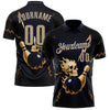 Custom Navy Vegas Gold 3D Metal Skull Bowling Performance Polo Shirt