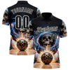 Custom Black White 3D Galaxy Splash Leopard Print Skull Bowling Performance Polo Shirt
