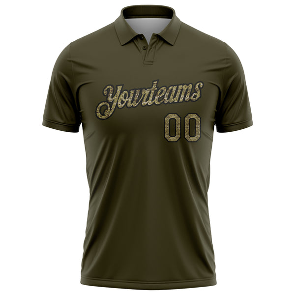 Custom Olive Camo-Black Salute To Service Performance Polo Shirt