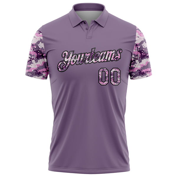 Custom Purple Camo-Black Camo Two Tone Performance Polo Shirt