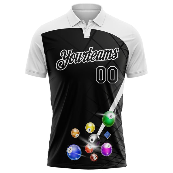 Custom Black-White Billiard Balls Performance Polo Shirt
