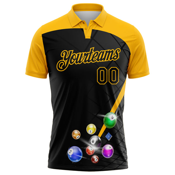Custom Black-Gold Billiard Balls Performance Polo Shirt
