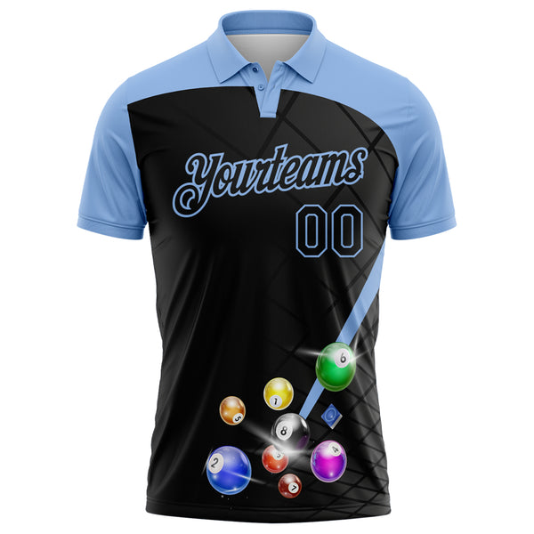 Custom Black-Light Blue Billiard Balls Performance Polo Shirt