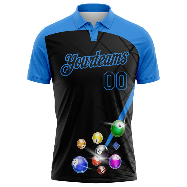 Custom Black-Powder Blue Billiard Balls Performance Polo Shirt