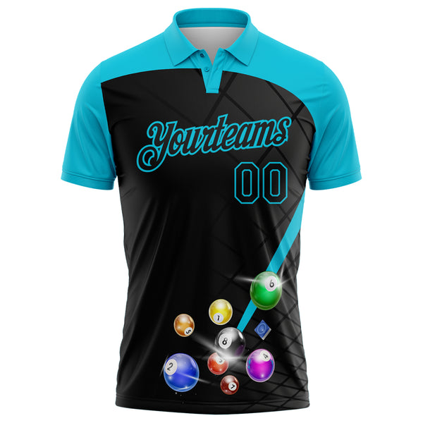 Custom Black-Lakes Blue Billiard Balls Performance Polo Shirt