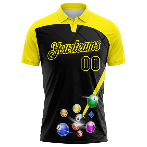 Custom Black-Light Yellow Billiard Balls Performance Polo Shirt