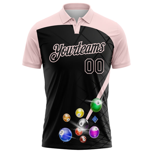 Custom Black-Light Pink Billiard Balls Performance Polo Shirt