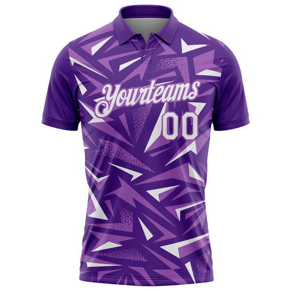 Custom Purple White-Medium Purple Cyber Mecha E-sport Geometric Shards Spike Performance Polo Shirt