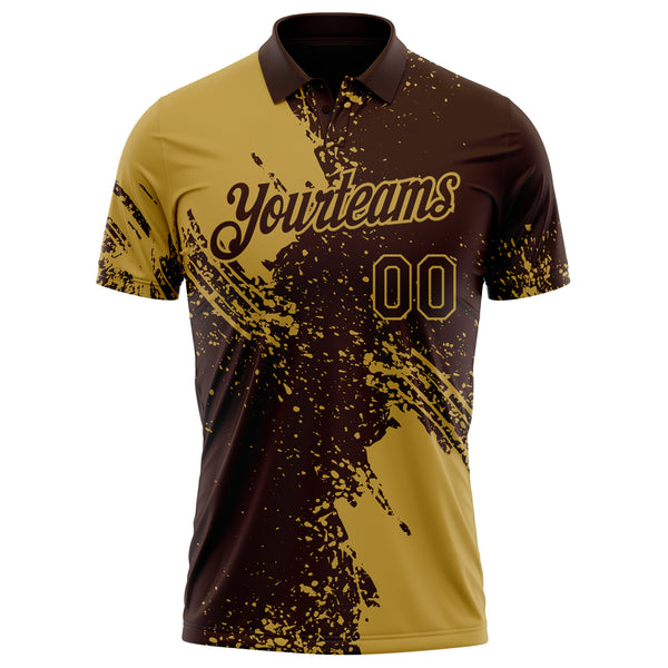 Custom Brown-Old Gold Distressed Scratch Brush Stroke Performance Polo Shirt