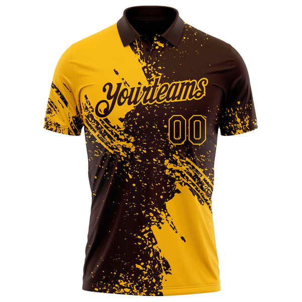 Custom Brown-Gold Distressed Scratch Brush Stroke Performance Polo Shirt