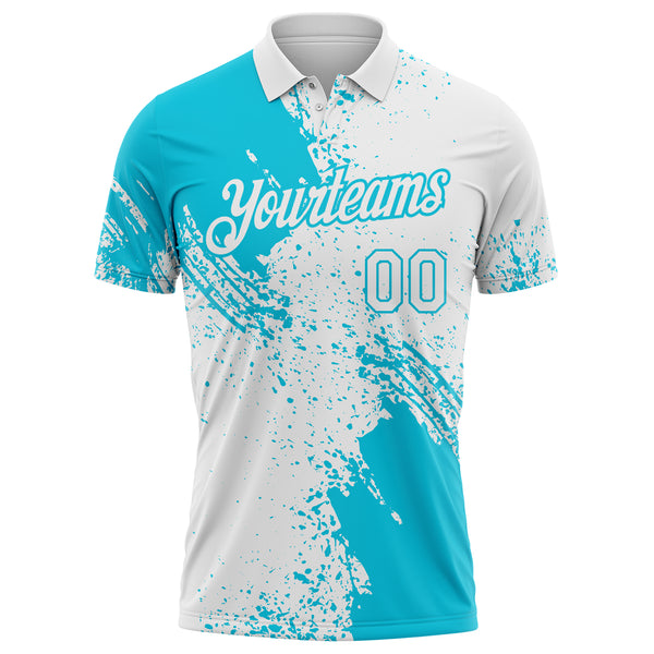 Custom White-Lakes Blue Distressed Scratch Brush Stroke Performance Polo Shirt