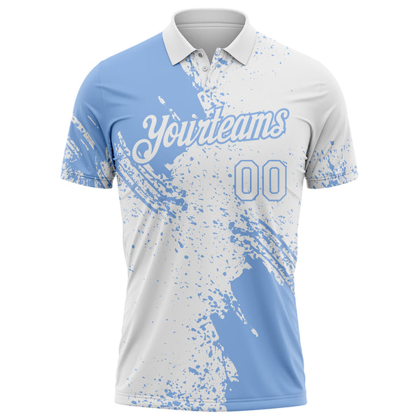 Custom White-Light Blue Distressed Scratch Brush Stroke Performance Polo Shirt