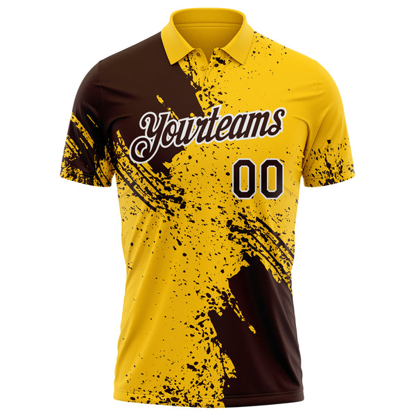 Custom Yellow Brown-White Distressed Scratch Brush Stroke Performance Polo Shirt