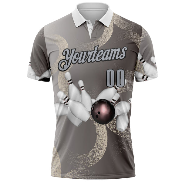 Custom Gray-Black Bowling Strike Retro Performance Polo Shirt