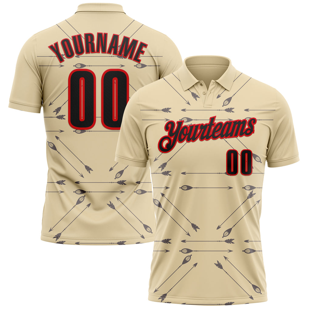 Custom Cream Black-Fire Red Arrow Archery Performance Polo Shirt
