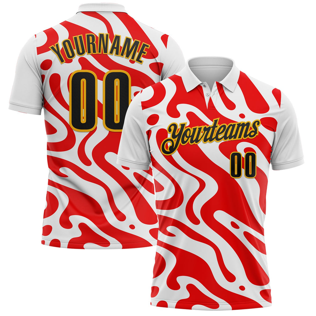 Custom White Black Red-Gold Esports Performance Polo Shirt