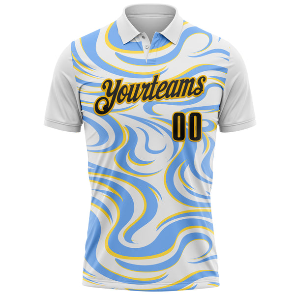 Custom White Black Blue-Gold Esports Performance Polo Shirt