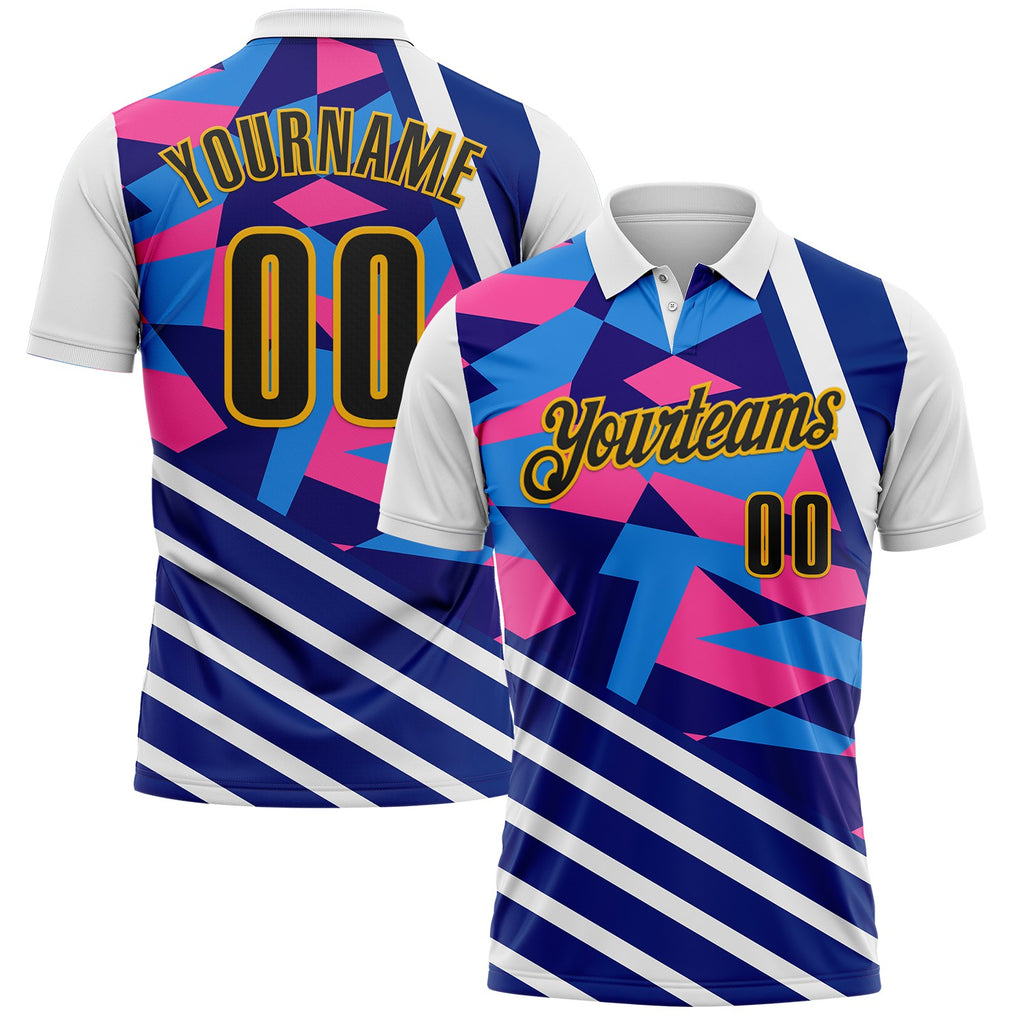 Custom White Black Dark Purple Pink-Gold Esports Performance Polo Shirt